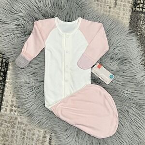Goumi Kids JAMMS Organic Bamboo Cotton Baby Long Sleeve Gown Bodysuit Pink 3/6M